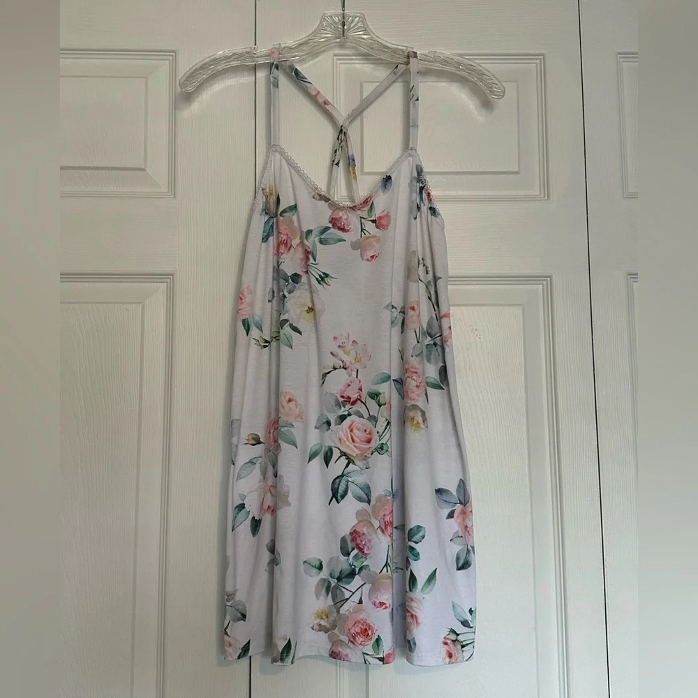 Flora Nikrooz Floral Chemise in White and Pink - Size S - EUC - Bridal